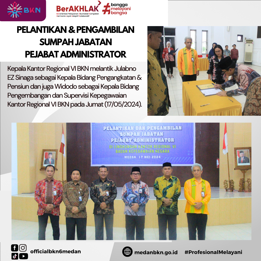 Pelantikan & Pengambilan Sumpah Jabatan Pejabat Administrator